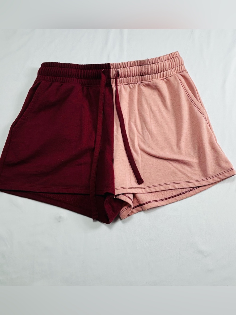 Two-Tone Women’s Lounge Shorts - Rose Pink & Burgundy W685